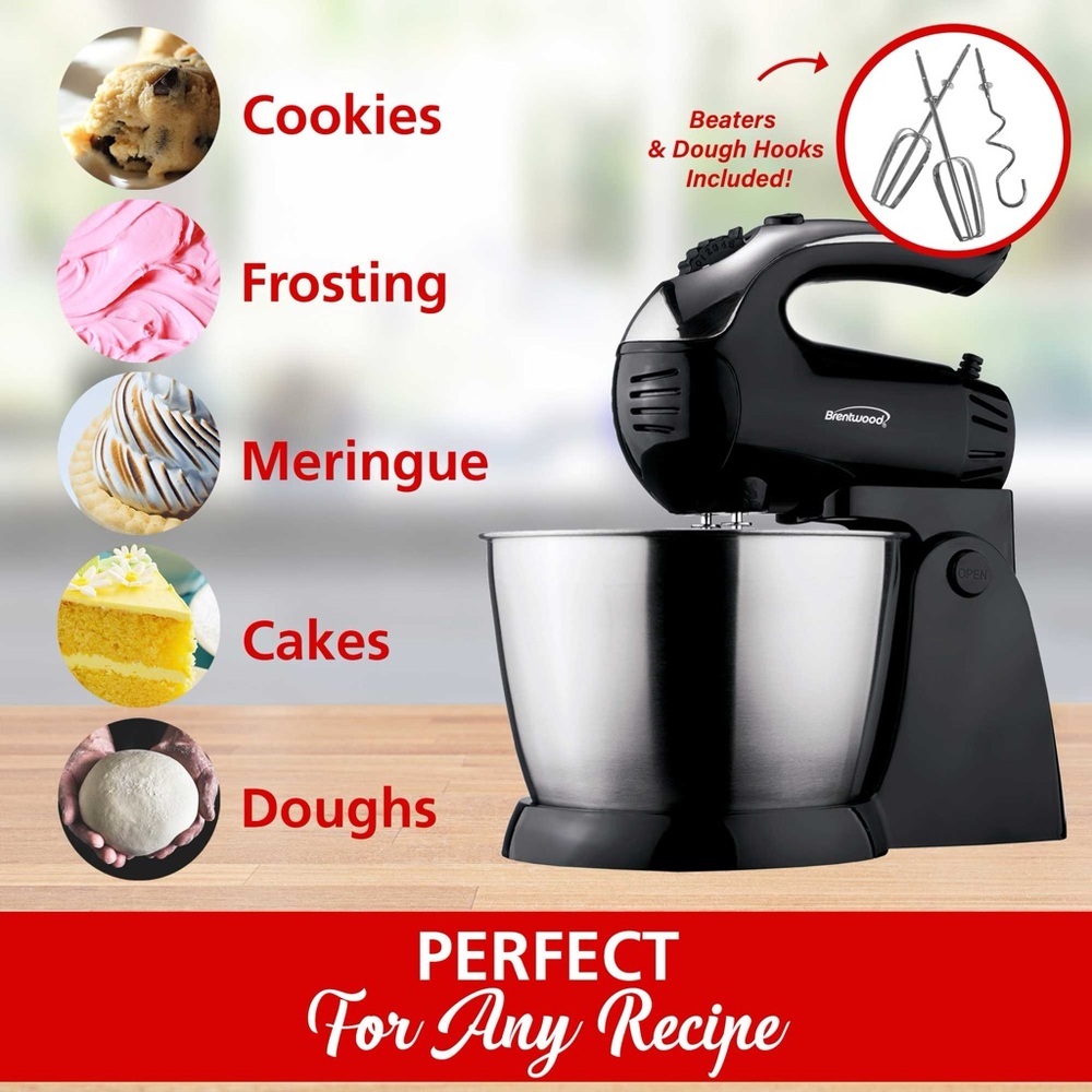 BRENTWOOD SM-1153 5-SPEED + TURBO STAND MIXER, BLACK - Picture 4 of 12